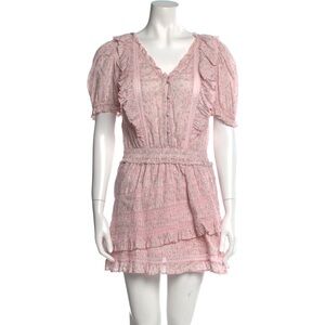 Loveshackfancy pastel baby pink floral cotton short sleeve popover mini dress
